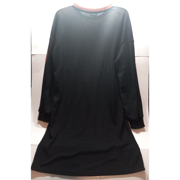 Tri Colorblock Long Sleeve Shift Dress 0XL Tan Brown Black Ribbed - Picture 4 of 6